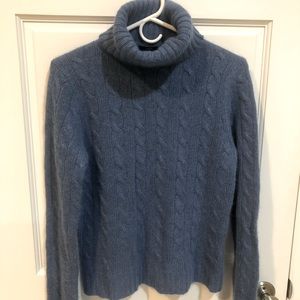 Women’s J Crew wool blend blue turtle neck sweater size large excellent